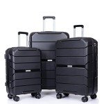 3-Piece Travelhouse Hardside Luggage Set in Black