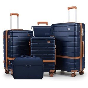 5-Piece Lightweight Hard Shell Luggage Set - Navy