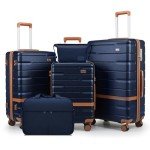 5-Piece Lightweight Hard Shell Luggage Set - Navy
