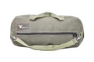 Olive Green Military Style Waxed Canvas Duffle Bag