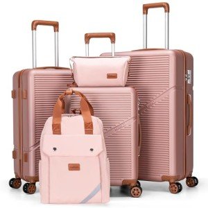 5-Piece Rose Gold Luggage Set with Wheels