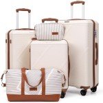 5-Piece White Lightweight Luggage Set with Wheels