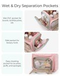 BAGSMART Pink Hanging Toiletry Travel Bag