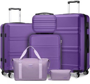 Kono 3-Piece Expandable Purple Hardside Luggage Set