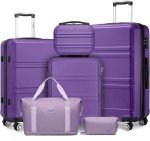 Kono 3-Piece Expandable Purple Hardside Luggage Set