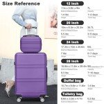 Kono 3-Piece Expandable Purple Hardside Luggage Set