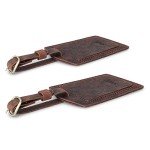 S-ZONE Dark Brown Leather Luggage Tags Set