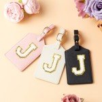 Personalized Pink Leather Initial Luggage Tag (J)