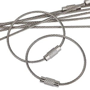 Pawfly 5-Inch Steel Keychain Cable Loop - 20 Pack
