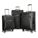 Kenneth Cole Chevron Quilted Luggage Set - Black