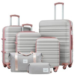 Grey-Pink 4-Piece Spinner Luggage Set