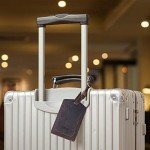 S-ZONE Dark Brown Leather Luggage Tags Set