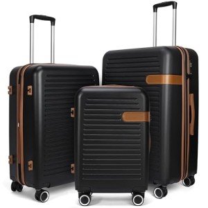 TILYMOL 3-Piece Hardside Luggage Set - Black