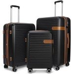 TILYMOL 3-Piece Hardside Luggage Set - Black