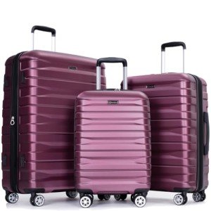 Lightweight 3-Piece Hardshell Luggage Set - Red