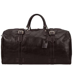 Personalized Black Luxury Leather Travel Duffle Bag