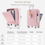 Merax 3-Piece Hardside Luggage Set, Pink