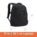 Amazon Basics 15.6" Laptop Travel Backpack, Black
