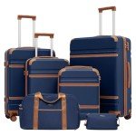 4-Piece ABS Carry-On Luggage Set - Navy Brown