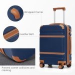 4-Piece ABS Carry-On Luggage Set - Navy Brown