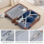 4-Piece ABS Carry-On Luggage Set - Navy Brown