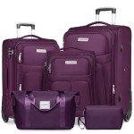 LARVENDER 5-Piece Expandable Luggage Set, Purple