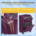 LARVENDER 5-Piece Expandable Luggage Set, Purple