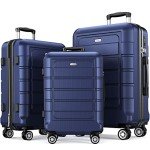 Expandable Blue 3-Piece Luggage Set with Wheels
