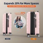 SHOWKOO Pink 3-Piece Expandable Luggage Set