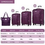 LARVENDER 5-Piece Expandable Luggage Set, Purple