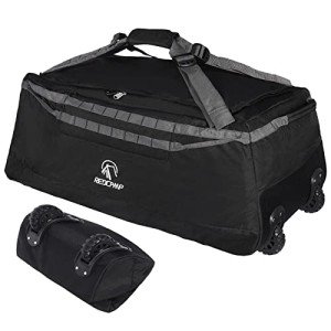 REDCAMP Foldable Black Duffle Bag with Wheels