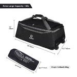 REDCAMP Foldable Black Duffle Bag with Wheels