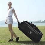 REDCAMP Foldable Black Duffle Bag with Wheels