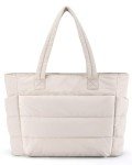BAGSMART Women's Lightweight Quilted Tote Bag - Beige