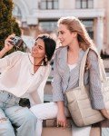 BAGSMART Women's Lightweight Quilted Tote Bag - Beige