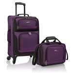 Expandable Purple Carry-On Luggage Set with Wheels