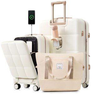 Merax White Hardshell Luggage Set with TSA Lock