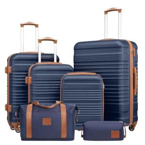 Coolife 3-Piece Hardside Luggage Set - Navy