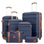 Coolife 3-Piece Hardside Luggage Set - Navy