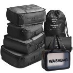 7-Piece Travel Packing Cube Set in Black