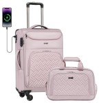 Coolife 20-Inch Lightweight Pink Rolling Suitcase