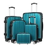 Coolife 5-Piece Expandable Spinner Luggage Set - Green