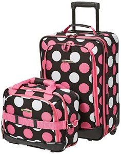 Rockland Pink Dot Softside Luggage Set, 2-Piece