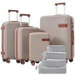 Merax Lightweight Khaki 8-Piece Luggage Set