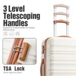 3-Piece White-Brown ABS Luggage Set with Wheels
