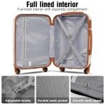 3-Piece White-Brown ABS Luggage Set with Wheels