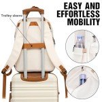 3-Piece White-Brown ABS Luggage Set with Wheels