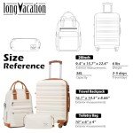 3-Piece White-Brown ABS Luggage Set with Wheels