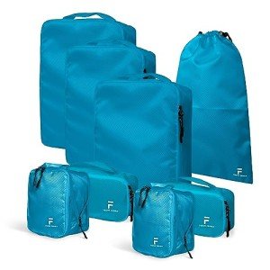 8-Piece Compression Packing Cubes for Travel – Turquoise