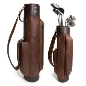 Vintage Leather Golf Bag with Shoulder Strap